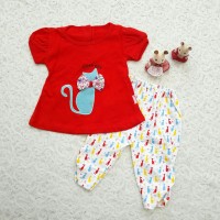 Baju Bayi Perempuan / Setelan Bayi / Baju Santai Anak Cat Bow Tie