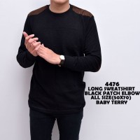 Kaos Lengan Panjang Cowok | Sweater Black Patch Elbow | Sweater Pria