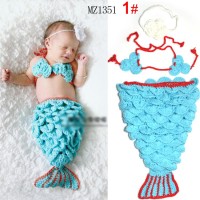 Rajut kostum putri duyung biru anak bayi / Blue mermaid costume