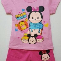 SETELAN ANAK SIZE 1-6 TSUM-TSUM PINK | KAOS KARAKTER ANAK PEREMPUAN