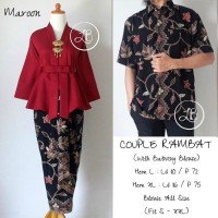Setelan Kebaya Kutu Baru Floy Maroon Kemeja Batik