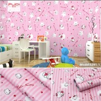 HW10 Wallpaper Dinding Sticker Karakter Hello Kitty 45cm x 10m MOTIF