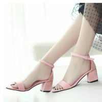 Sepatu Sandal High Heels Wanita Cewek Casual Simple Modis Fila Awet