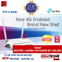 BERKUALITAS PAKET TP-LINK TL-MR 3420 ROUTER 4G 3G& MODEM HUAWEI E-173