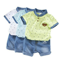 Setelan bayi/anak laki2 kemeja dengan bahan katun dan celana jeans