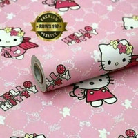 wallpaper dinding sticker motif hello kitty 45 cm x 10 m