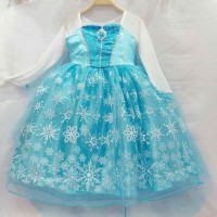 Dress Baju Kostum Gaun Princess Frozen Elsa (09) - Rok Motif