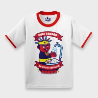 Kaos Anak Ondel Ondel Cuci Tangan Sebelum Makan Warna Putih Lis Merah