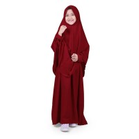 Bajuyuli - Baju Muslim Anak Perempuan Gamis Syar'i Polos Marun WSRN01