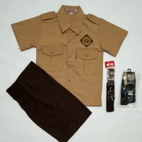 Satu Set Seragam Pramuka SD Laki Baju Pendek Celana Pendek