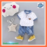 Setelan bayi/anak laki2 kemeja dengan bahan katun dan celana jeans