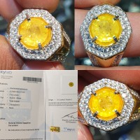 Batu Vivid Yellow Sapphire Ceylon Srilanka No Heat Sertifikat 2.62 crt