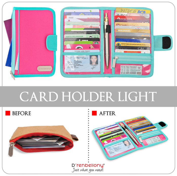 Card Holder Light D'renbellony (Dompet Kartu tuk Wanita & Pria Branded Dompet Organizer Wallet Keren) Magenta