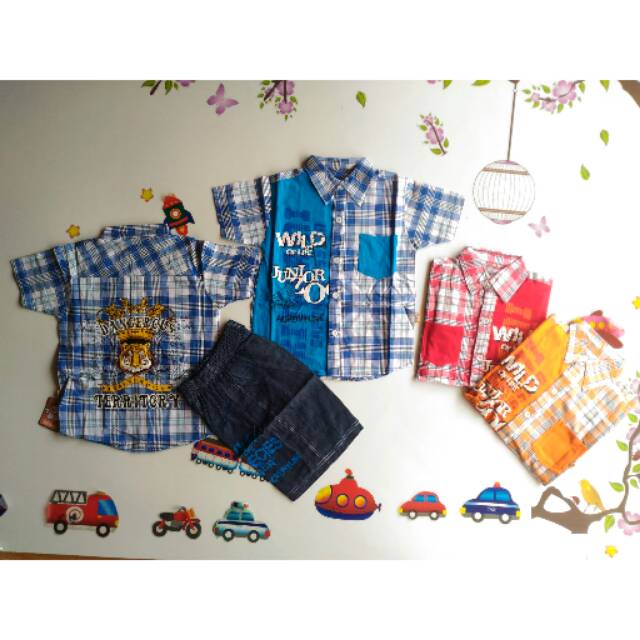 Setelan Hem Anak Cowok/Setelan Pendek Murah/Baju Anak Laki - laki