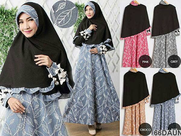 Gamis Dewasa | Gamis Motif | Baju Muslim | Bahan Wafel | Hijab Syar'i