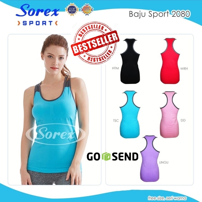 Baju Kaos Senam Singlet Yoga Gym Sorex 2080 Original