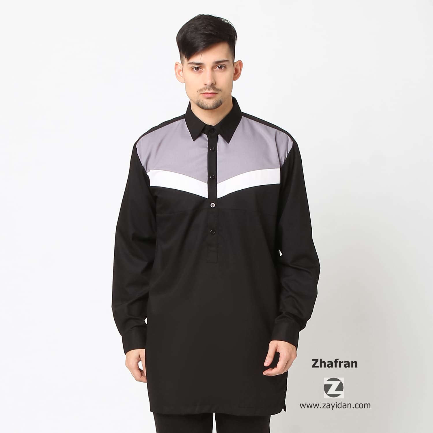 Zayidan Baju Gamis Muslim Pria Zhafran - Hitam