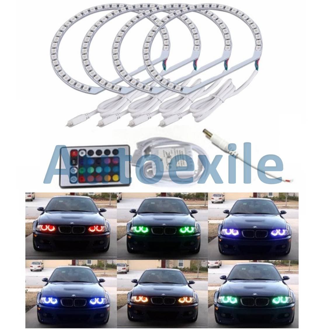Angel Eyes Halo Ring DRL LED RGB Lampu Cincin Warna Warni BMW E36 E38 E39 E46 3 5 7 Series Eye Rings