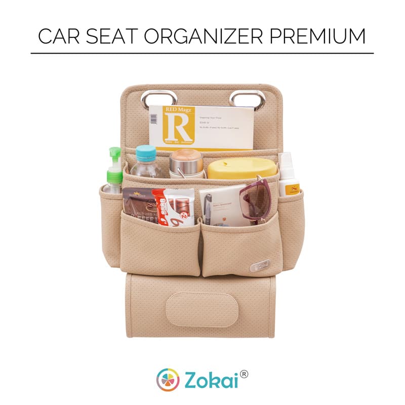 Car Seat Organizer Premium D'renbellony Tempat Penyimpanan Organiser Aksesoris Interior Jok Depan Mobil Khaki