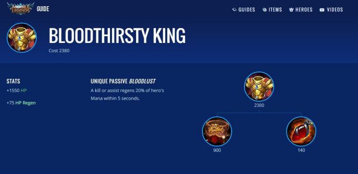 Thirsty King - Item Mobile Legends Terbaik