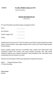 Contoh Surat Keterangan Kerja dari Perusahaan
