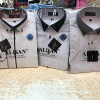 Kemeja ALISAN Putih Doby kombinasi lengan panjang SLIMFIT