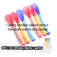 Sendok makan bayi baby safety spoon silikon heat sensing sensor panas
