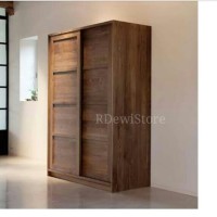 Lemari baju, lemari pakaian kayu jati minimalis pintu 2 sleding