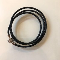 Pandora moments triple woven leather bracelet black.