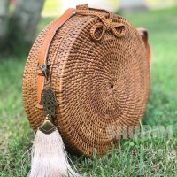 Jual Bohemian Bag 20cm brown/tas selempang/ate/rotan/etnik/unik/bali Murah