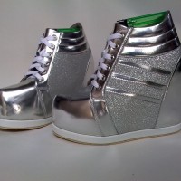 Jual Sepatu wanita sneaker wedges boots high heels kets silver hak tinggi Murah