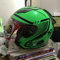 Helm KYT Galaxy Slide Edisi Super Fluo Hijau Hitam