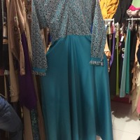 Gamis satin maksmara kombinasi brokat import.