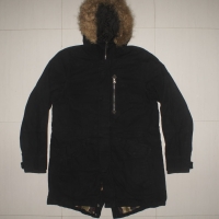 SUN DOGS CORONA JAPAN Black Faux Army Mod Fishtail Parka Jacket