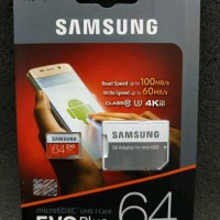 Memory Card SAMSUNG MicroSD 64GB Evo Plus 100MBs Class 10 FHD