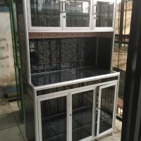 Rak piring 3 pintu roda kaca riben