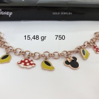 Gelang ubs Mickey Minnie Rantai Rose Gold Kadar 750 Emas tua