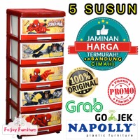 LEMARI RAK PLASTIK NAPOLLY KARAKTER SPIDERMAN 5 SUSUN LACI PLASTIK