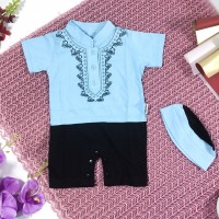 Baju koko anak cowok bayi 0 - 12 bulan romper muslim peci bordir murah