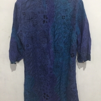 Dress batik ALLEIRA classic biru tosca ukuran S