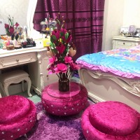 Sofa cantik beludru warna pink