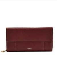 Dompet Wanita FOSSIL ORIGINAL Jori RFID Flap Clutch Cabernet Wallet