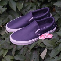VANS SLIPON LEATHER ASPHALT UNGU SEPATU SNEAKERS PRIA WANITA 100% ORI