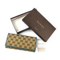 DOMPET GUCCI ORIGINAL-Gucci Canvas Continental Bifold Wallet Trim