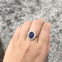 Cincin sapphire pinggiran berlian eropa asli kalimantan