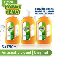 Dettol Antiseptic Liquid - Botol 750mL x 3 pcs - Cairan Antiseptik