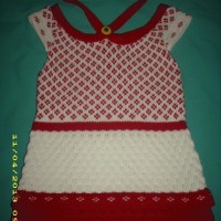 dress rajut merah putih bertali leher HIPO baby
