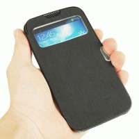 S View Flip Leather Case Cover with Sleep Wake-up & Call Display for Samsung Galaxy S IV i9500 (Black)