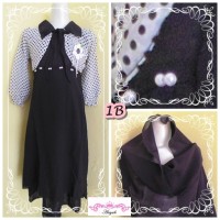 Gamis Sifon Rompi polkadot hitam (1B)