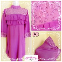 Gamis sifon Rempel depan payet ungu 3C.
